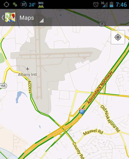 Google Maps live traffic showing road conditions